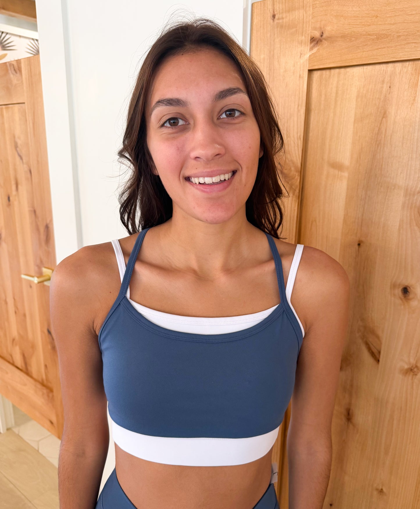 Venice Contrast Double Strap Sports Bra, Ocean