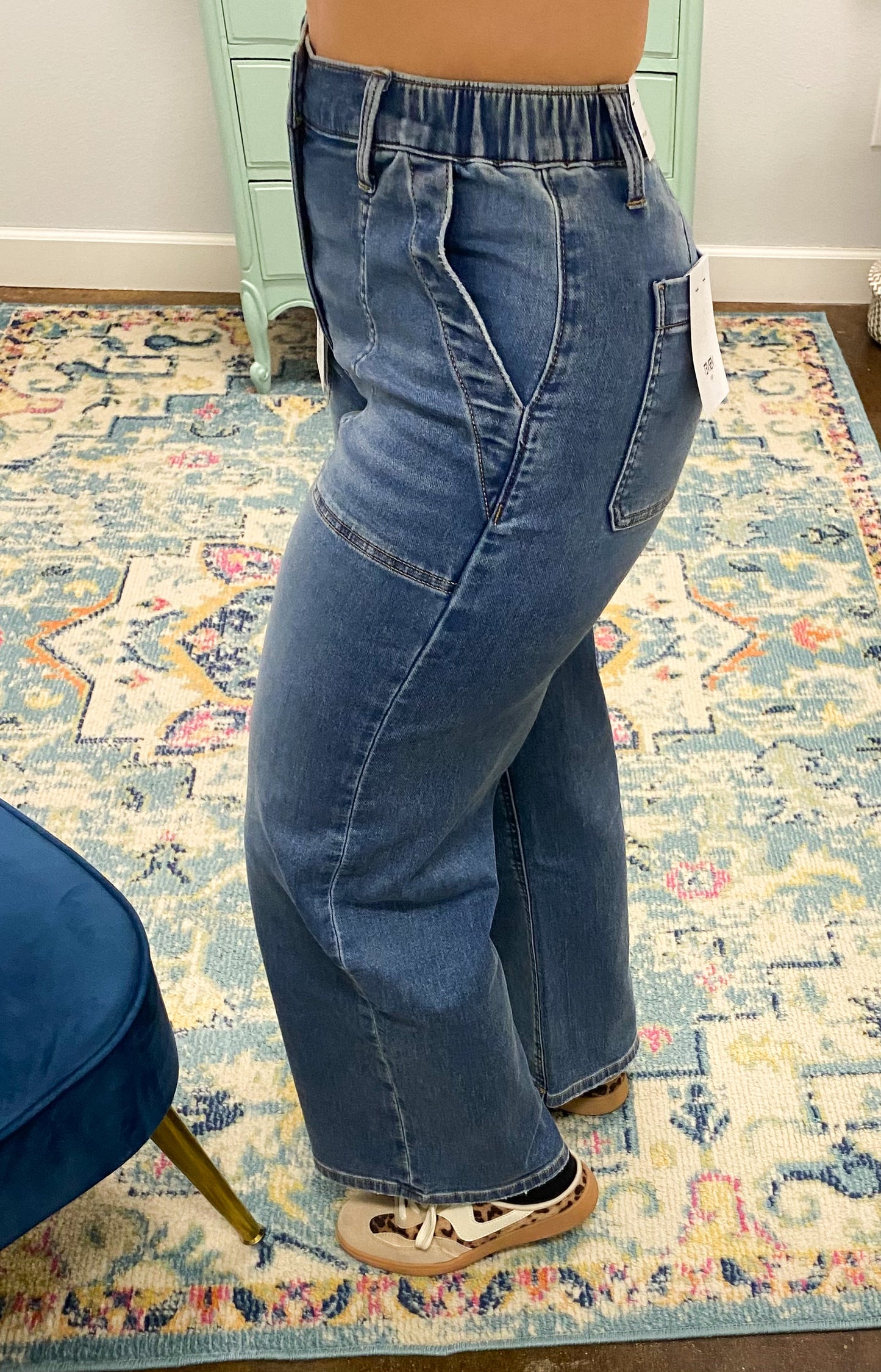 Vervet High Rise Elastic Waist Ankle Baggy Jeans