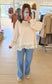 Lace Trim Thermal Top, Cloud