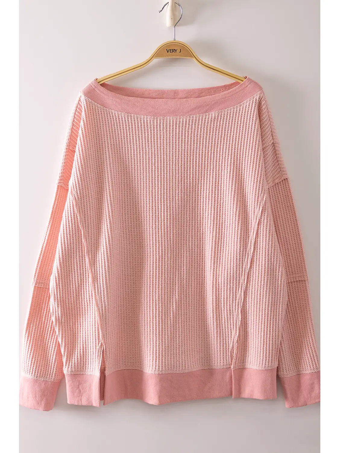 Boat Neck Waffle Knit Top, Multiple