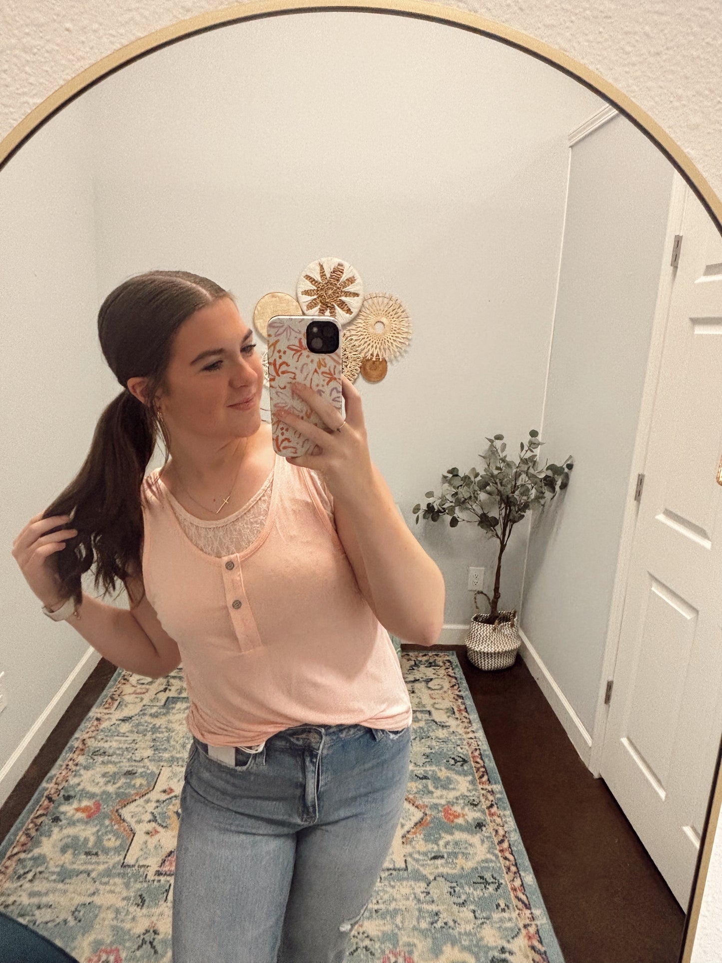 Whisper Pink Lace Tank