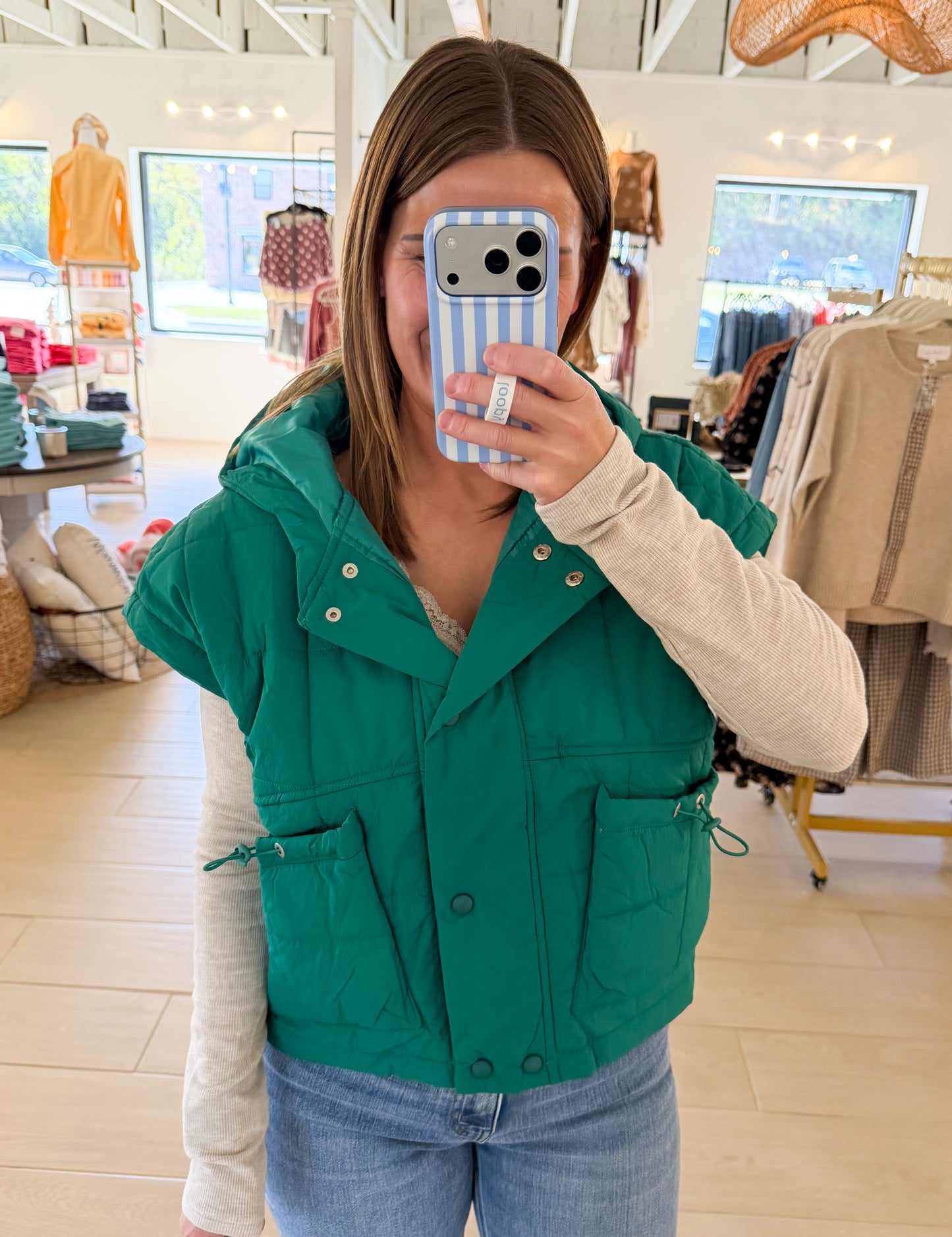 Quilted Hooded Puffer Vest, Multiple