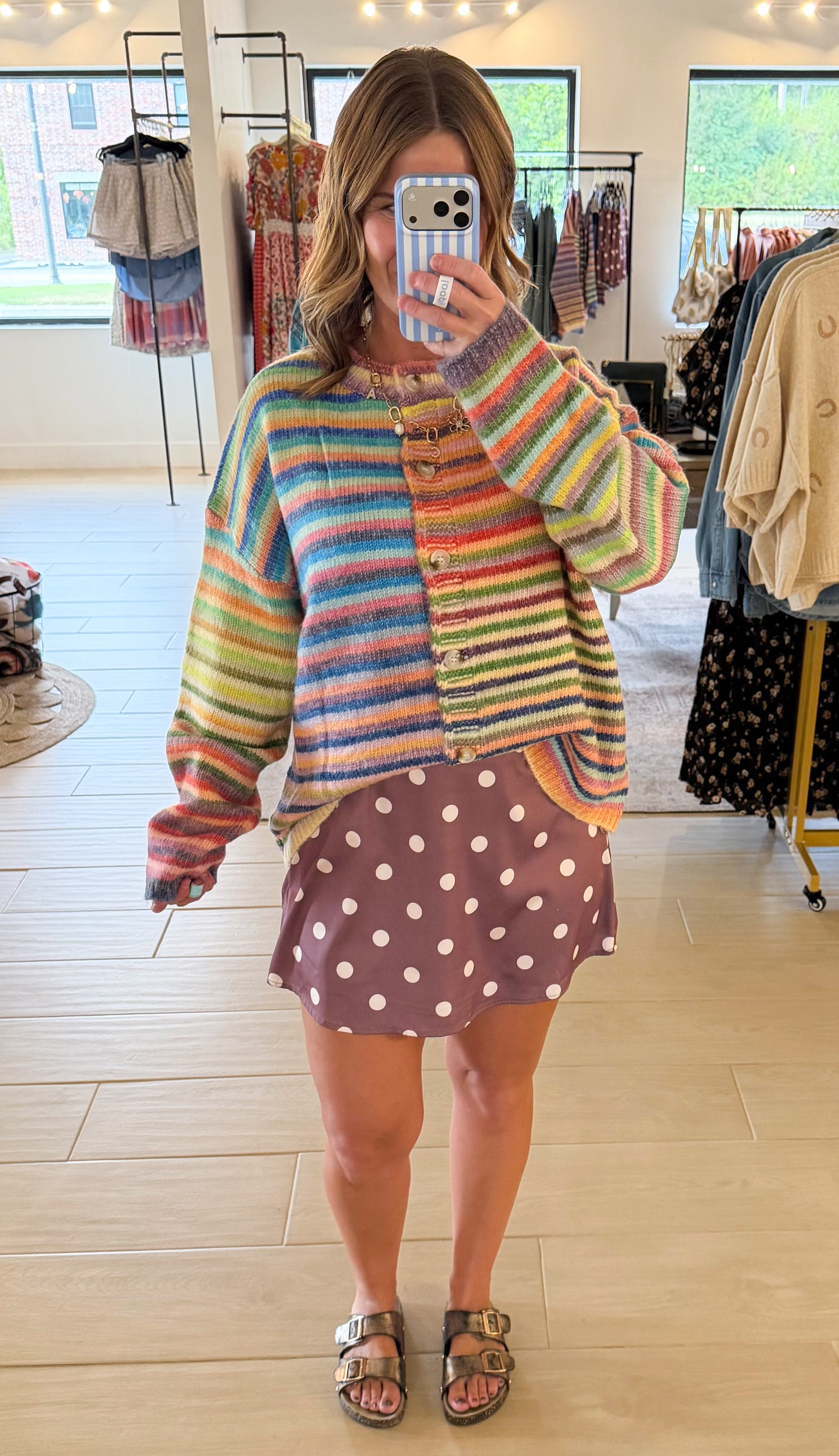 Polka Dot Satin Mini Skirt
