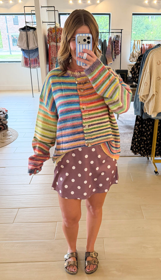 Polka Dot Satin Mini Skirt