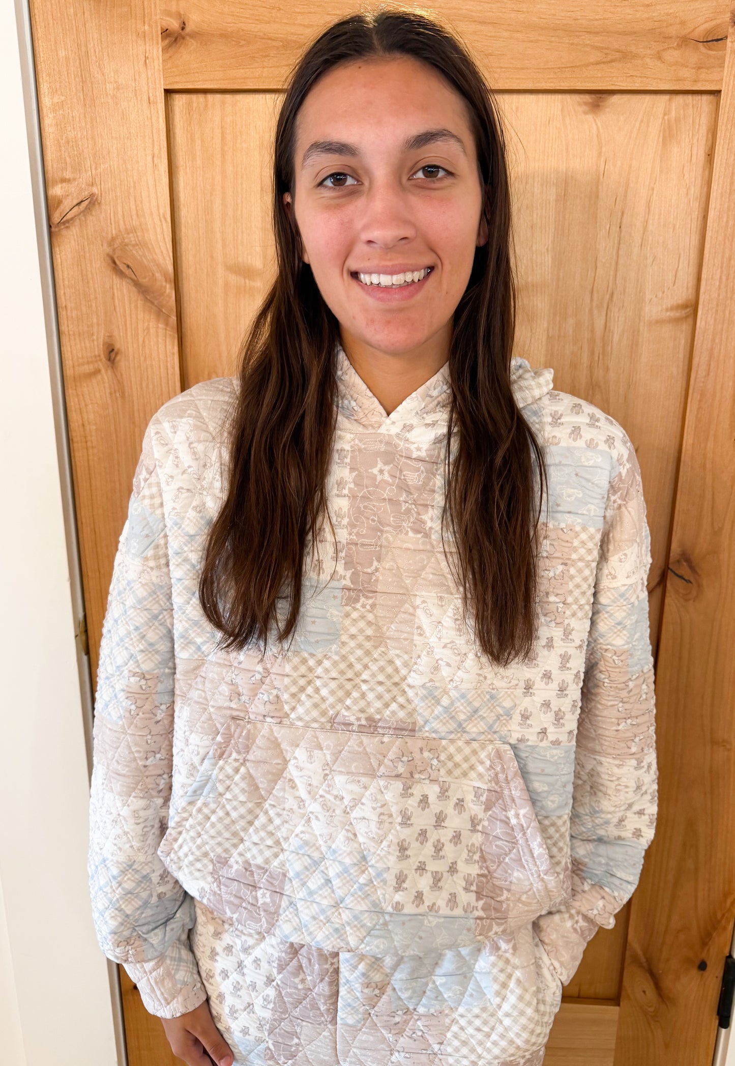 Multi Pattern Quilted Hoodie, Western