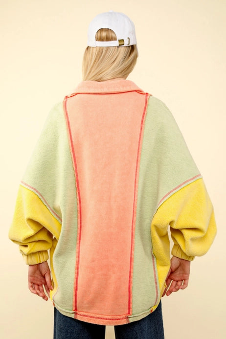 Color Block French Terry Oversized Top