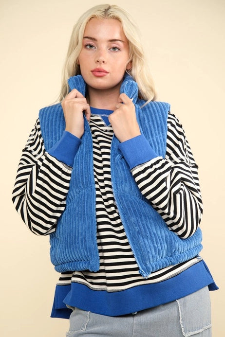 Corduroy Puffer Vest, Blue