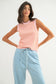 Striped Sweater Muscle Tank, Ballet/Orange