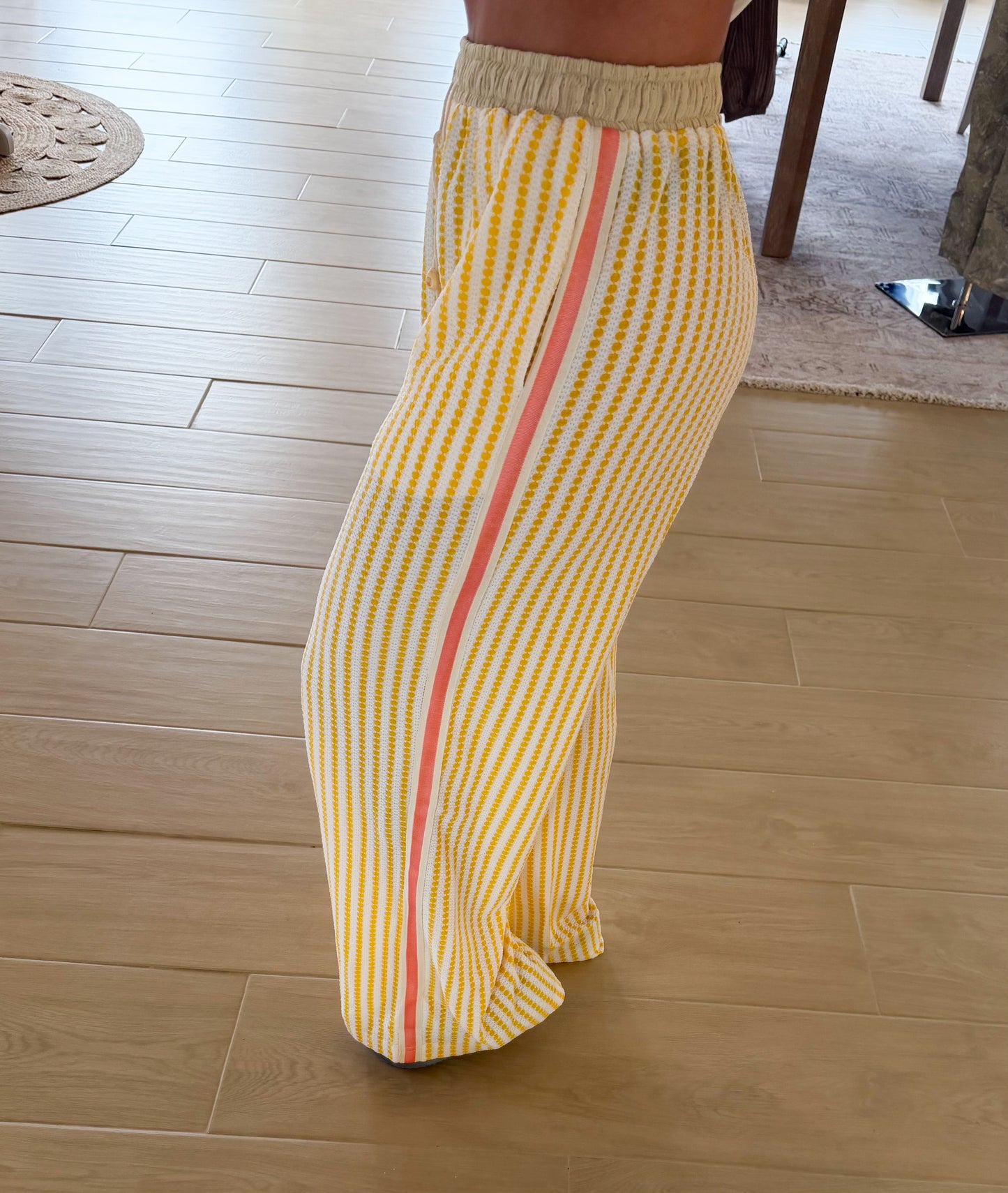 Wide Leg Pull On Pants, Yellow