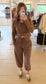 Wide Waistband Jogger Pants, Brown