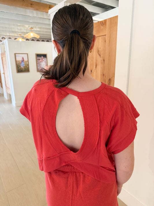 Open Back Tee, Blushed Brick