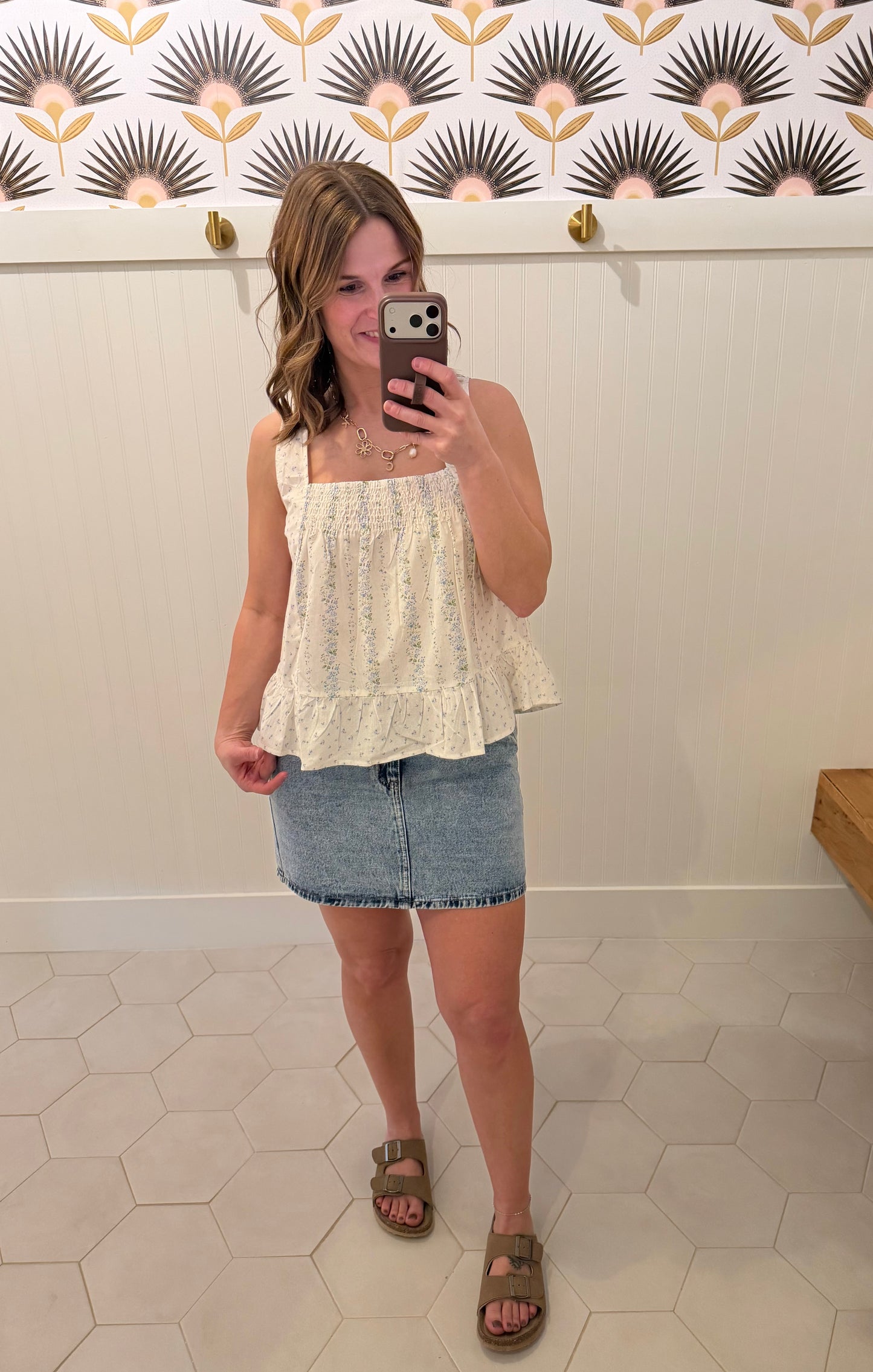 Cotton Denim Mini Skirt