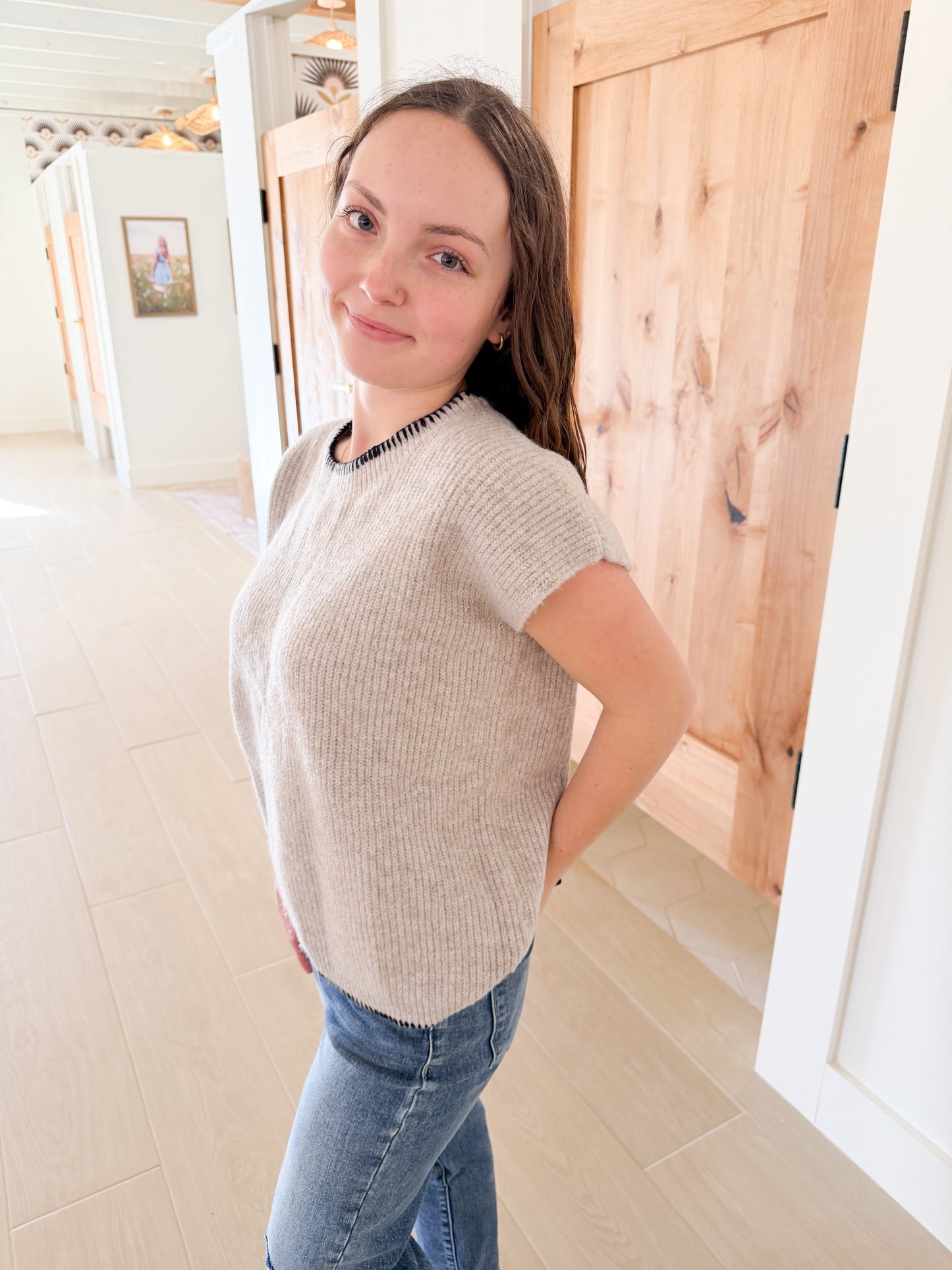 Ribbon Tie Back Knit Top Sweater Vest