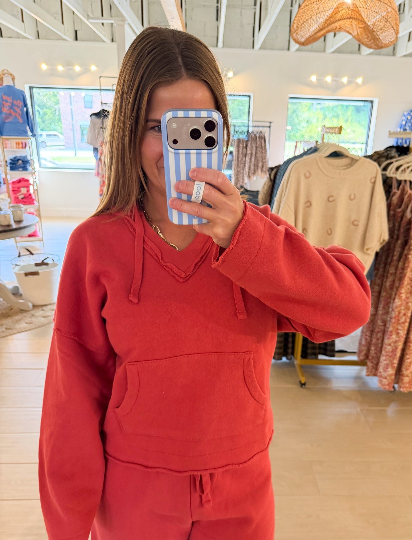 Malibu Air Cotton Hoodie, Blushed Brick