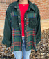 Frayed Corduroy Plaid Jacket, Green