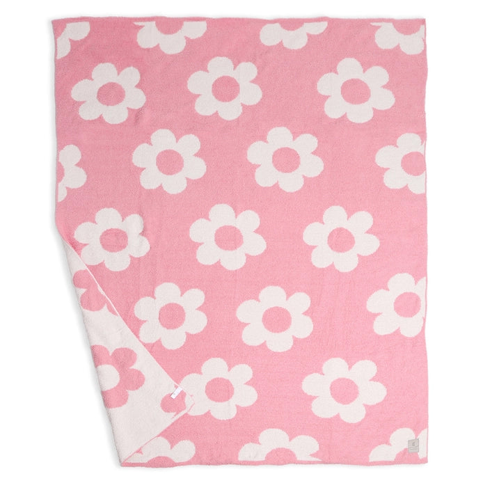 Daisy Pattern Print Cozy Soft Throw Blanket, Pink