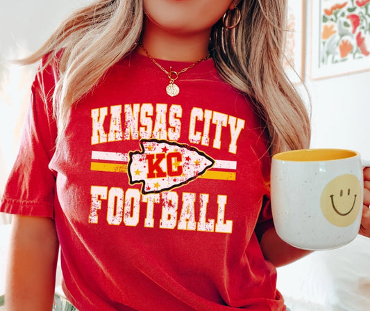 Distressed Kansas City Football Tee