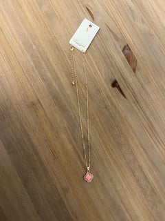 Druzy Pink Clover Necklace