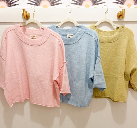 Goldie Crew Neck Oversized Sweater, Multiple Colors