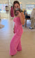 Mineral Wash Strapless Wide-Leg Jumpsuit, Fuschia