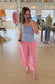 Striped Relaxed Pants, Peony Pink