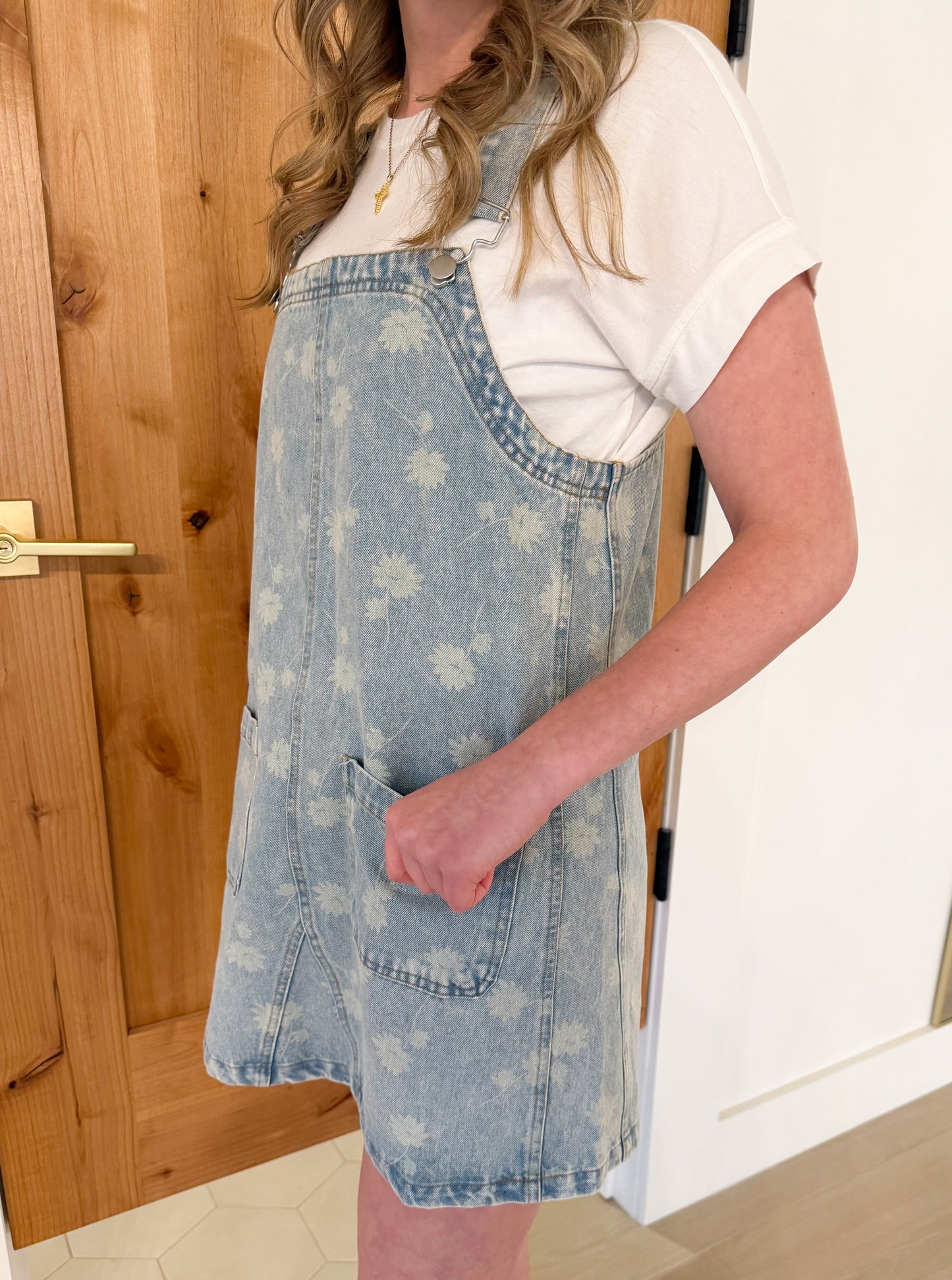 Dandelion Washed Denim Overall Mini Dress
