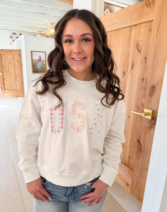 Multi-Print Patchwork USA Pullover