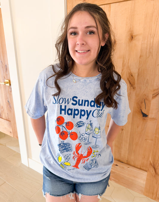 Slow Sunday Lobster Graphic Mineral Wash Boxy Tee