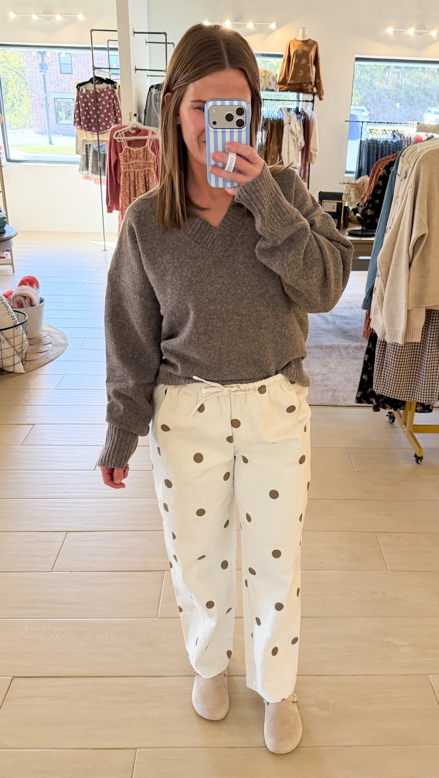 Polka Dot Drawstring Pants