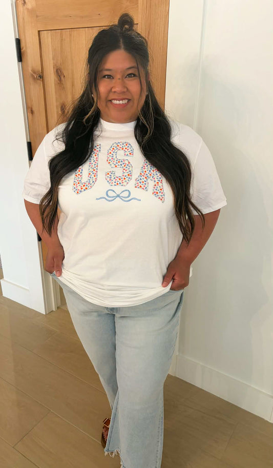 Floral USA Tee