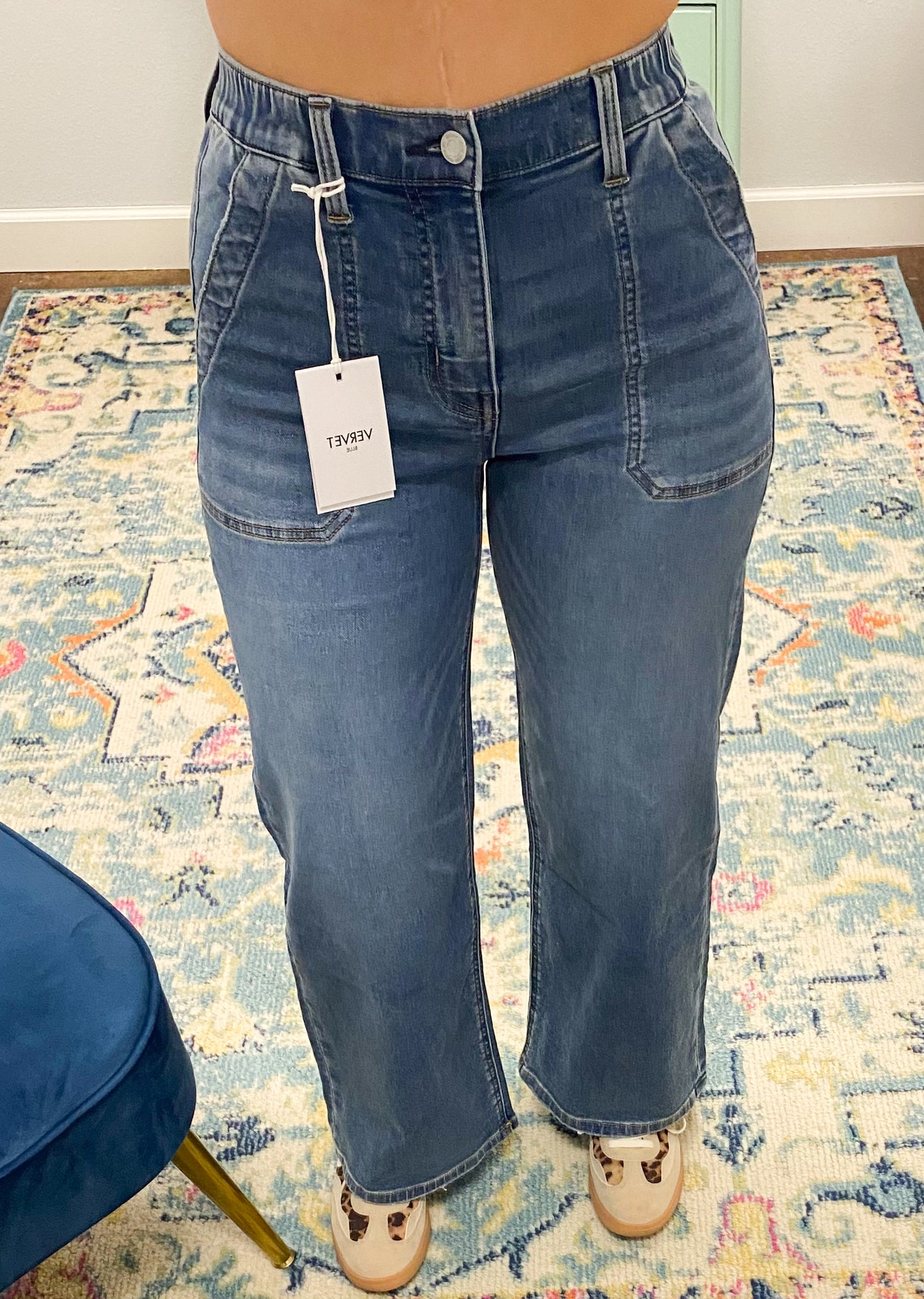 Vervet High Rise Elastic Waist Ankle Baggy Jeans