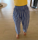 Striped Relaxed Pants, Denim Blue