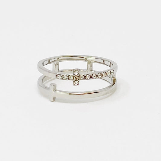 Forever Double Cross Ring, Silver