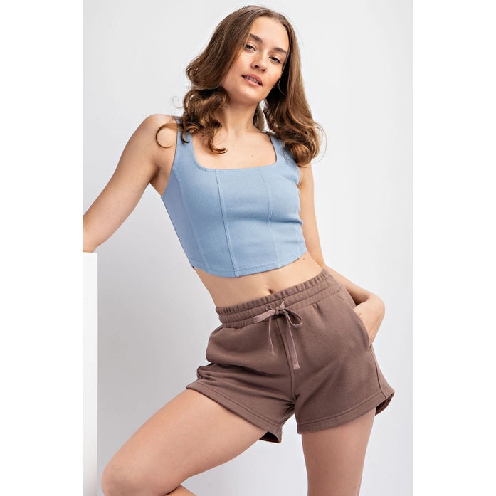 Plus Size French Terry Basic Short, Smoky Brown