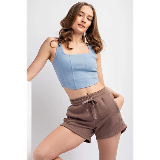 Plus Size French Terry Basic Short, Smoky Brown