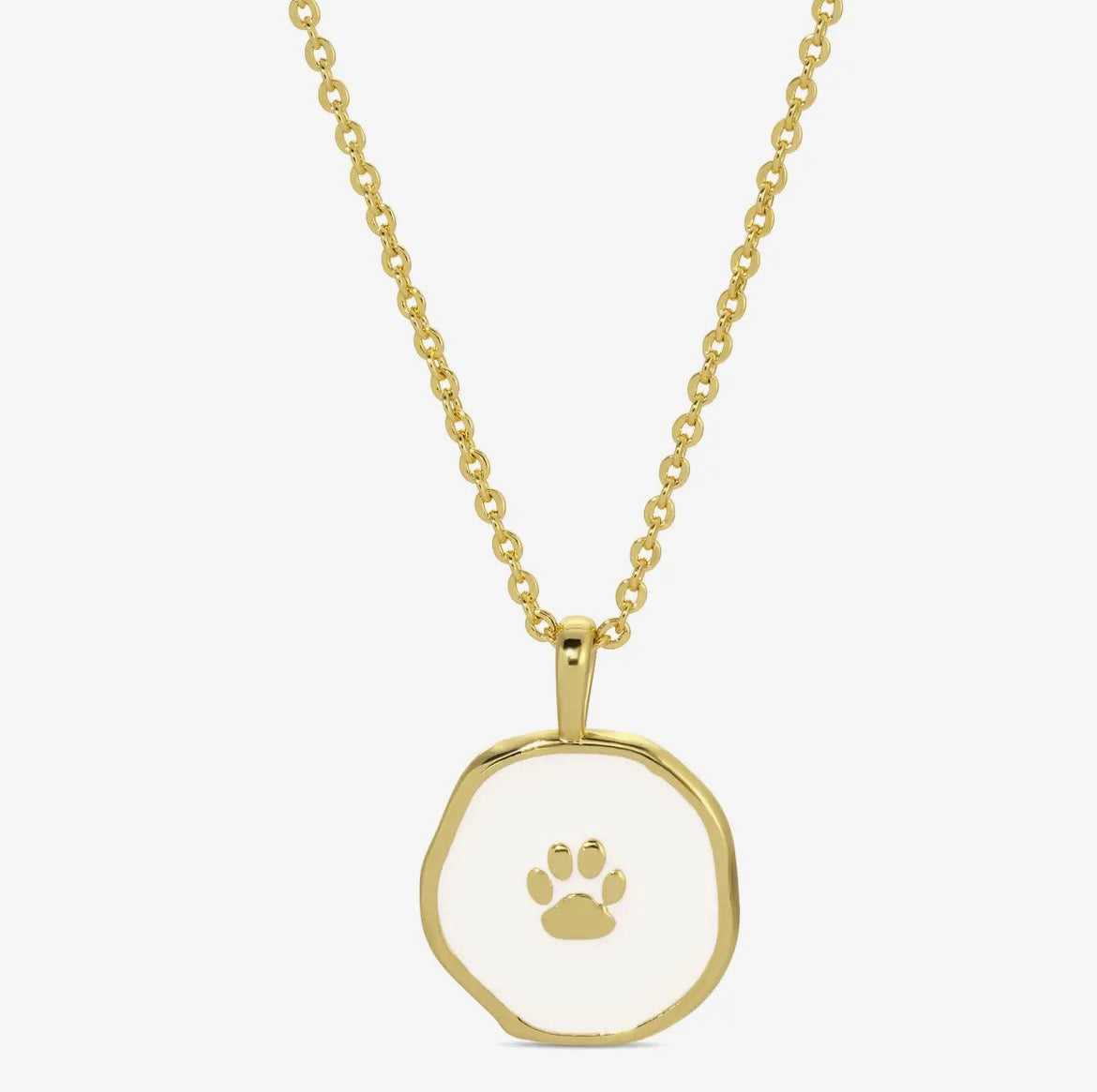 Paw Print Pendant Necklace, White
