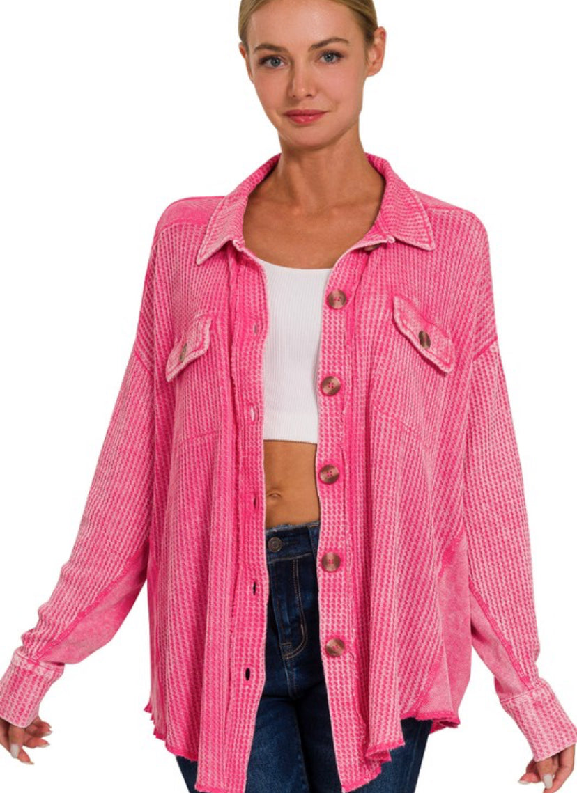 Color Crush Shacket, Fuchsia