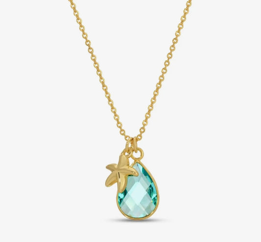 Starfish & Glass Teardrop Necklace