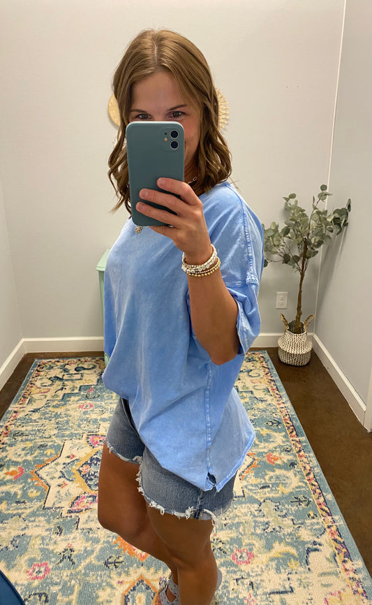 Not So Basic Tee, Sky Blue (Take It Easy)