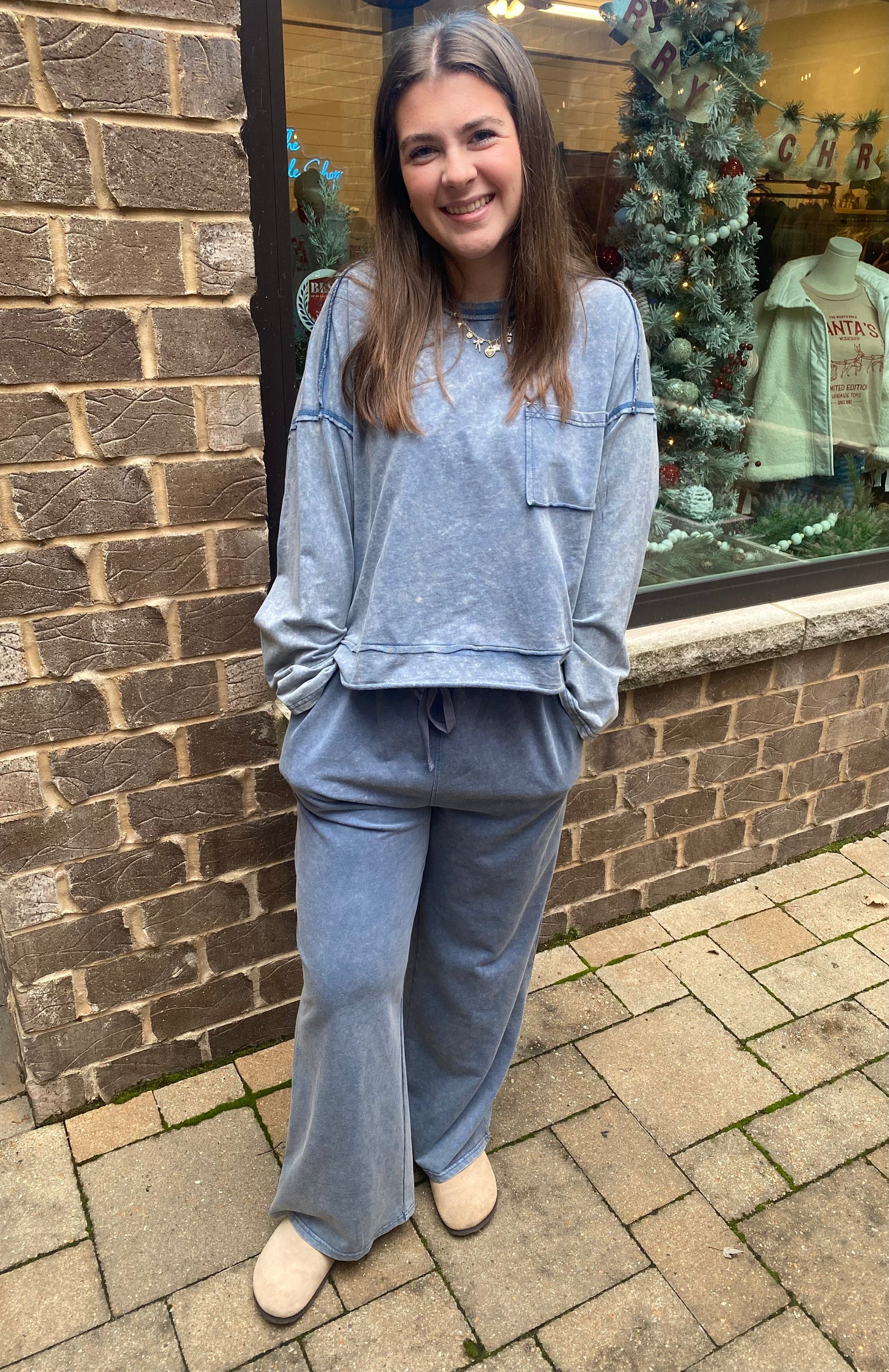 Mineral Wash Casual Set, Denim