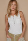 Delicate Touch Henley Tank, Off White