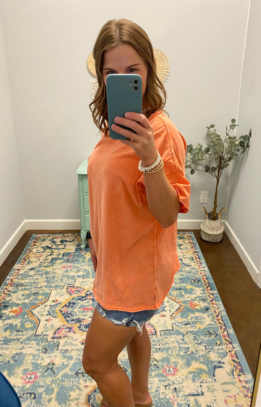 Not So Basic Tee, Sunset Orange (Enjoy the Now)