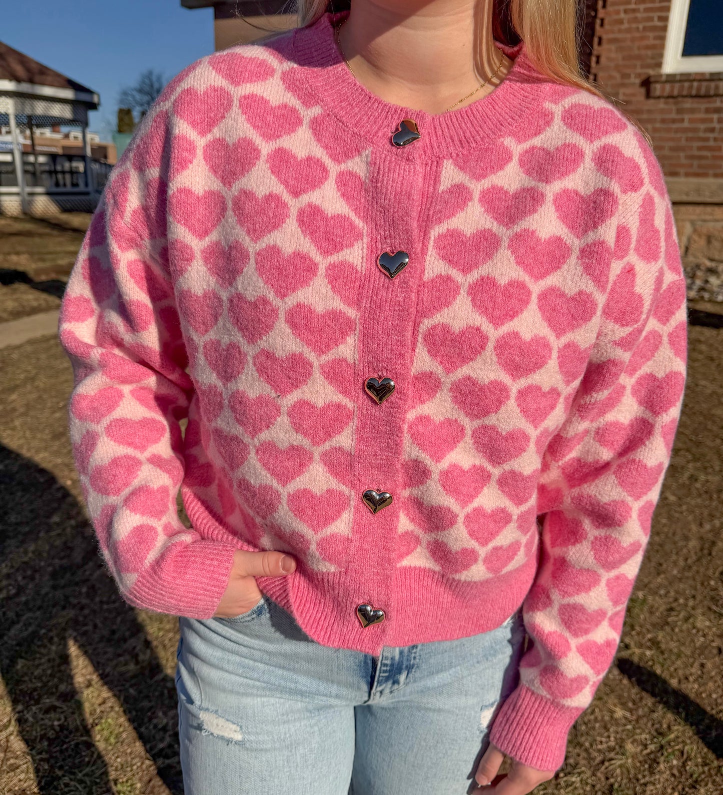 Valentine Sweet Heart Button Cardigan