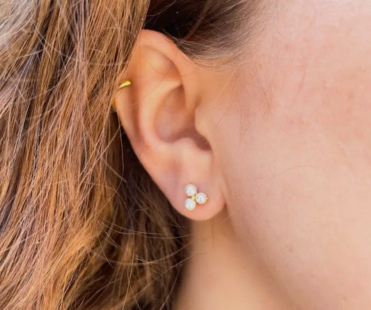 Pearl Trio Stud Earrings