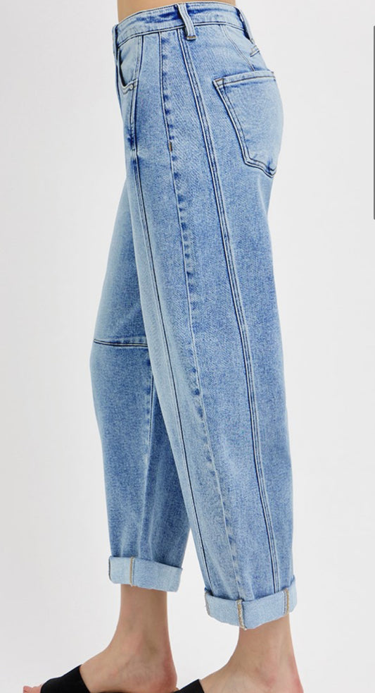 Risen High Rise Boyfriend Barrel Jeans