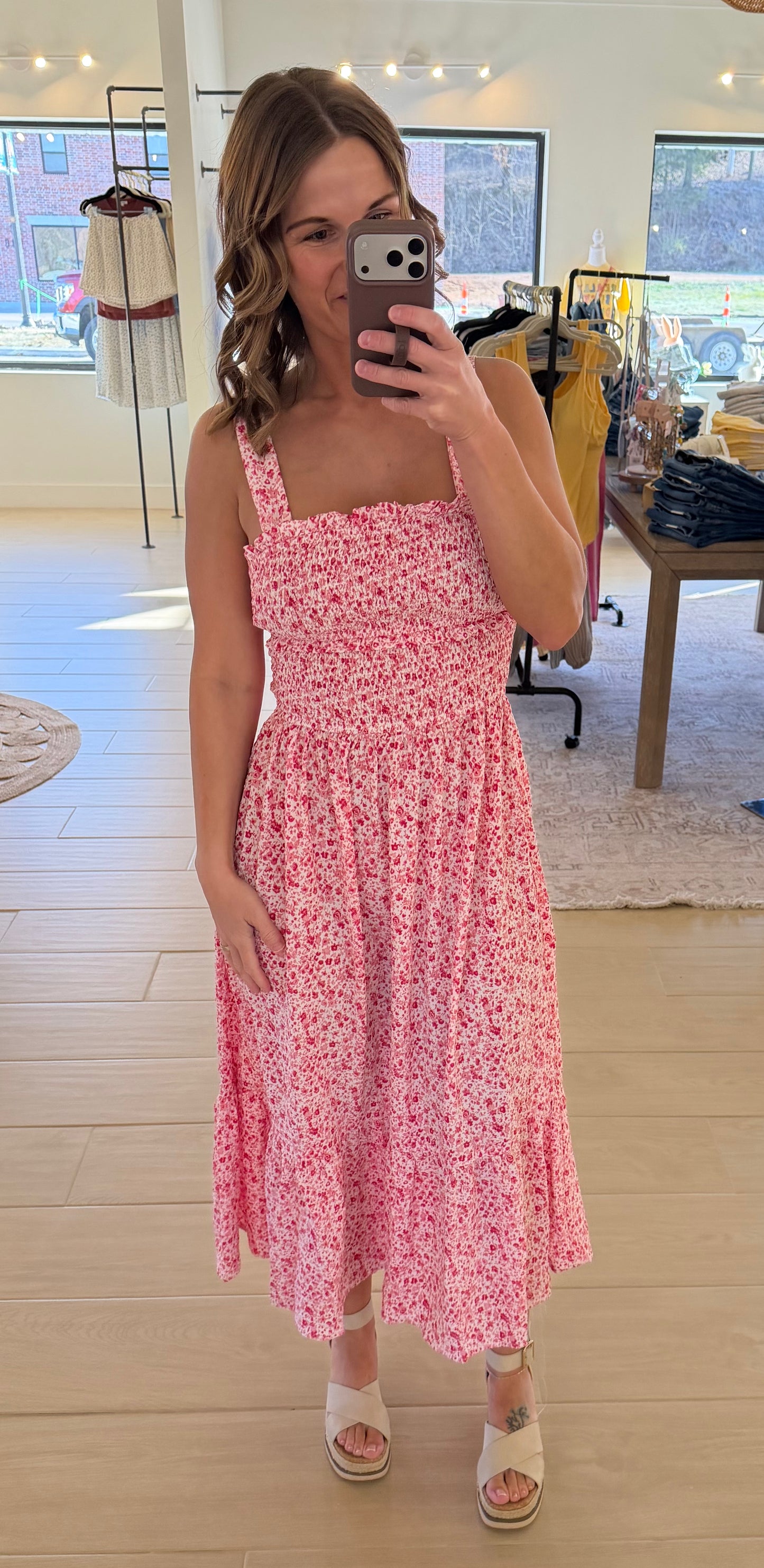 Floral Smocked Midi Dress