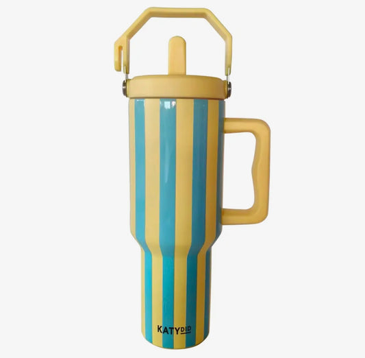 Aqua/Yellow Striped Tumbler