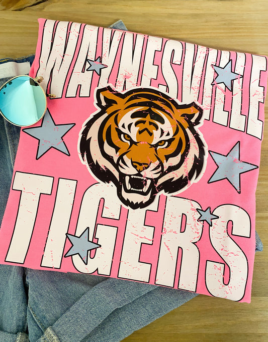 Pink Waynesville Tigers Star Tee