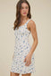 Floral Square Neck Lace Trim Dress, Blue