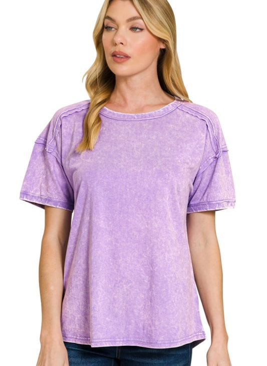 Acid Wash Tee, Lavender